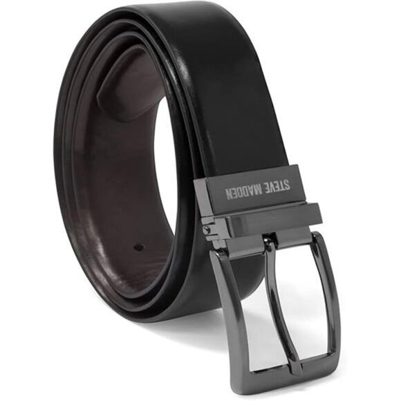 Mens Reversible Leather Belt Casual Dress Black Brown Adjustable Work Belt - Picture 7 of 7
